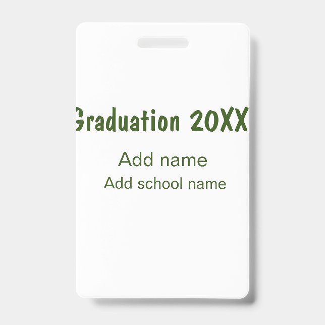 Badge Graduation 20XX ajouter nom année école vert moder (Face)
