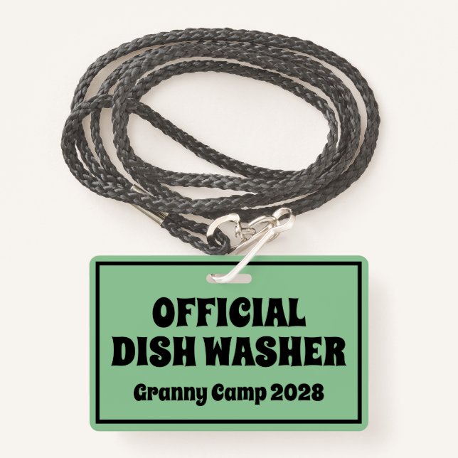 Badge Granny Camp Texte Rétro (Devant avec lanière)