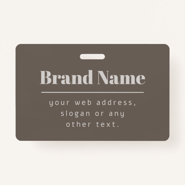 Badge Gras moderne foncé & clair Beige Marque ou Entrepr (Devant)