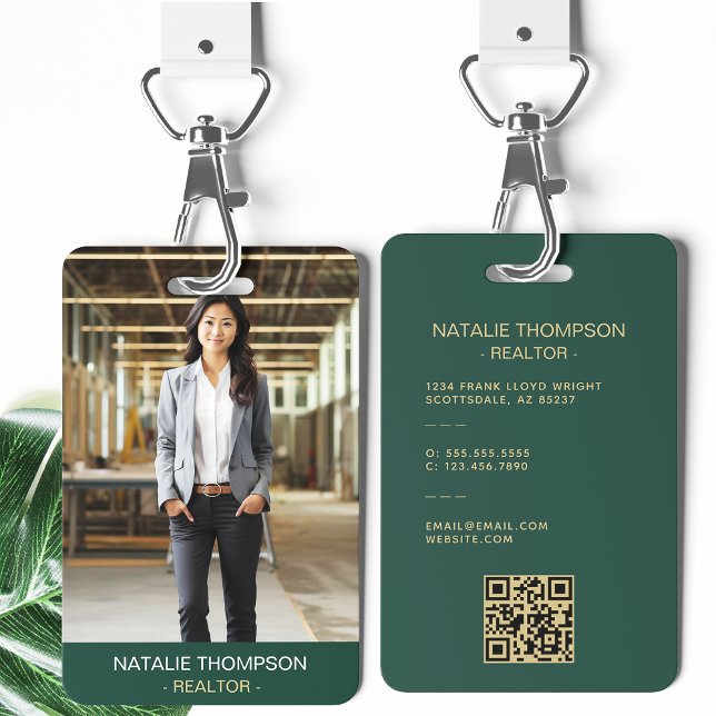 Badge Gras Professional Real Estate Chic Realtor QR Code (Créateur téléchargé)