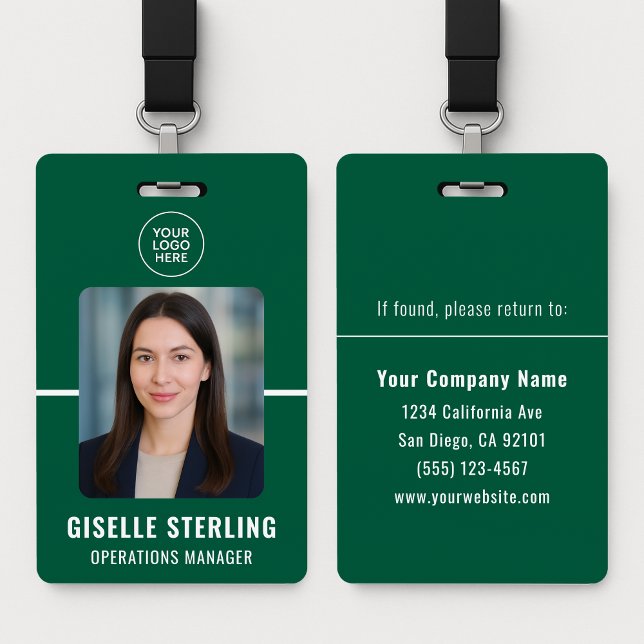 Badge Green White Personalized Employee ID Card (Créateur téléchargé)