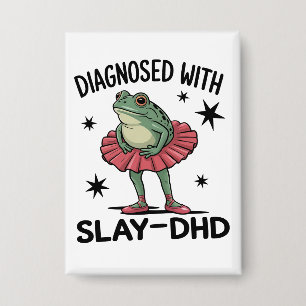 Badge Grenouille drôle ADHD Neurodivergent Meme Y2K Frog