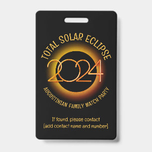 Badge Groupe d'Enfant Perdu ÉCLIPSE SOLAIRE TOTALE 2024 