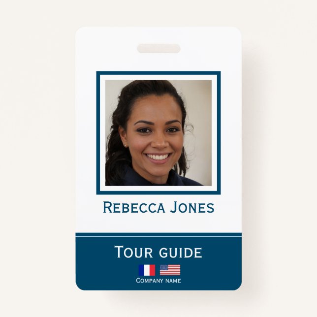 Badge Guide de visite personnalisée nom de la photo lang (Devant)