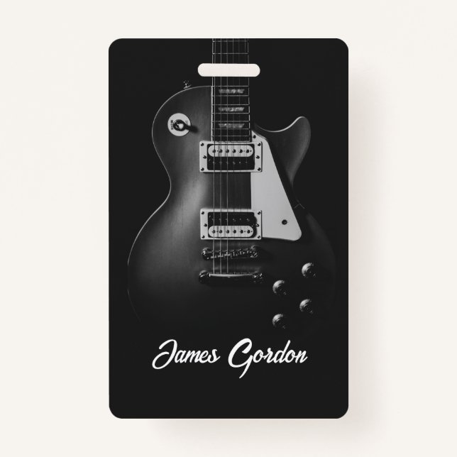 Badge Guitare électrique monochrome personnalisée (Devant)