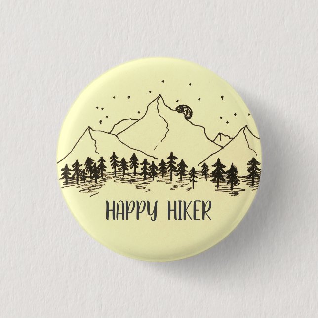 Badge - Happy hiker 1 Inch Round Button (Front)