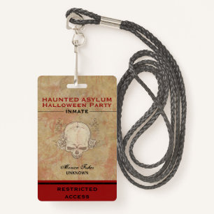 Badge Hauned Asylum Halloween Parti détenu 3