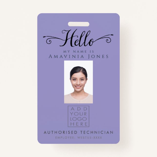 Badge Hello Business Photo ID Identification Plastic (Devant)