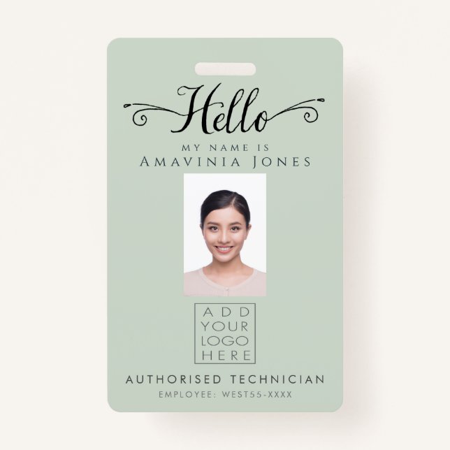 Badge Hello Business Photo ID Identification Plastic (Devant)