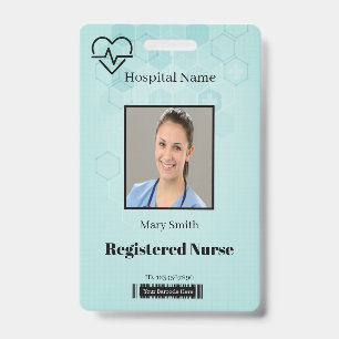 Badge Hexagon Medical Heat Beat Lifeline Photo ID Vertic