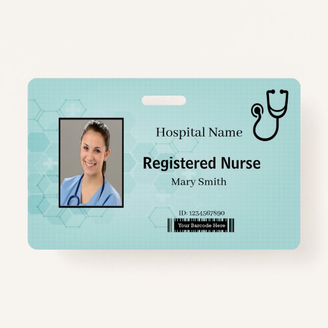 Badge Hexagon Médicale Stethoscope - ID photo (Devant)