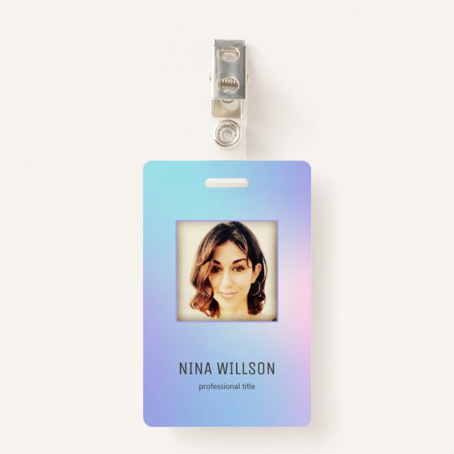 Badge Hologramme photo de l'ID d'entreprise (Devant avec clip)