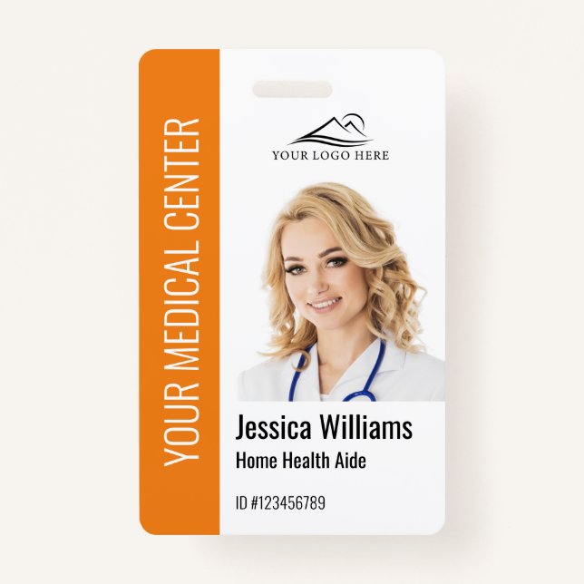 Badge Home Health Aide - ID photo Médicale Orange (Devant)
