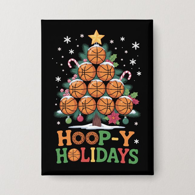 Badge Hoop-y Holidays Basketball Christmas Holiday Sport (Recto)