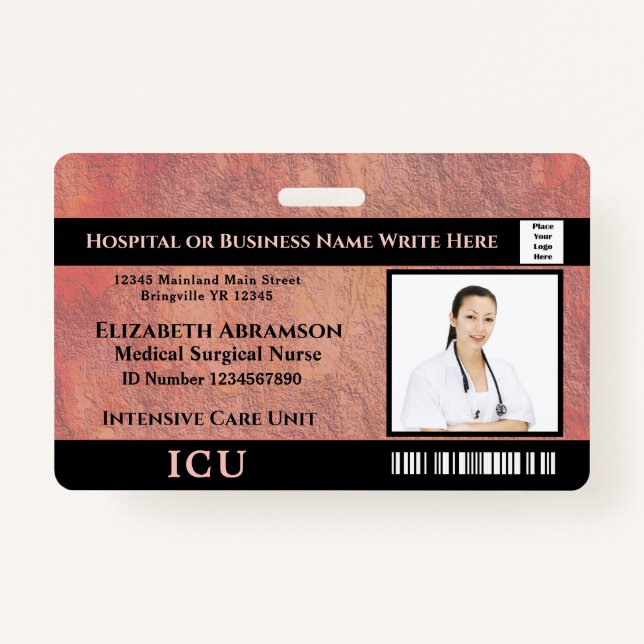 Badge Hôpital Médicale soins intensifs ICU photo de l'em (Devant)