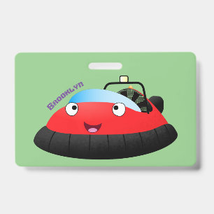 Badge Hovércraft de dessin animé rouge mignon heureux