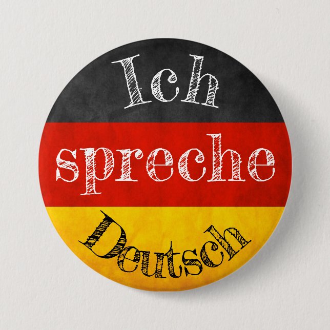 Badge ich flag Deutsch spreche 3 Inch Round Button (Front)