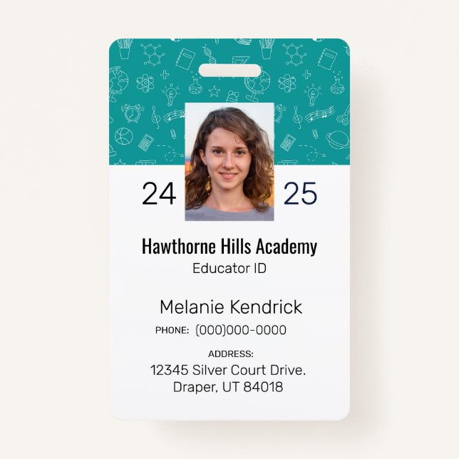 Badge Icônes de l'école turquoise Homeschool Educator Ba (Devant)