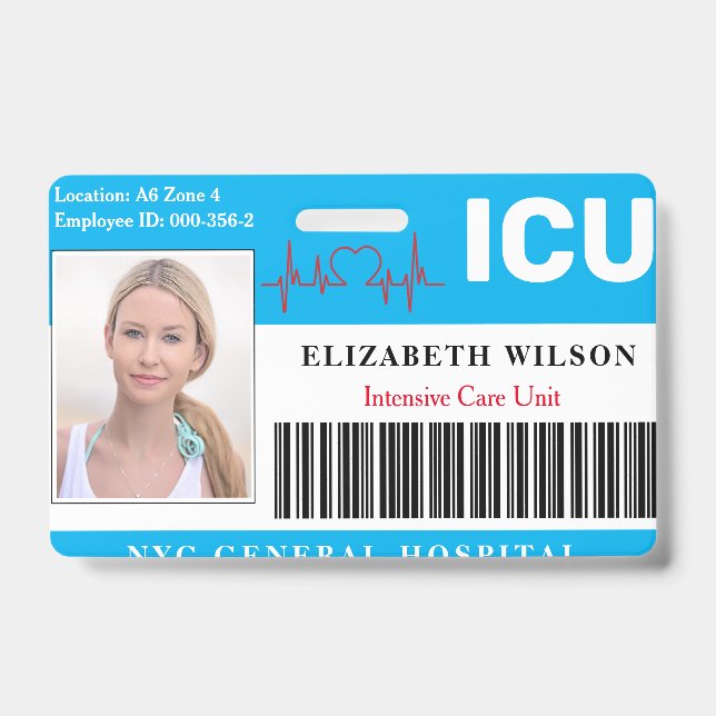 Badge ICU| Intensive Care Unit ID photo de l'employé (Front)