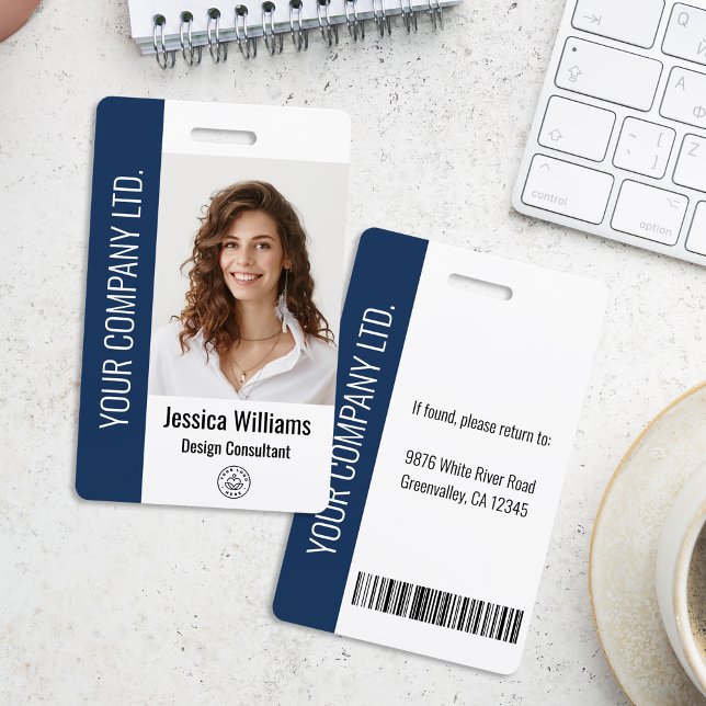 Badge ID bleu employé d'entreprise personnalisé (Créateur téléchargé)