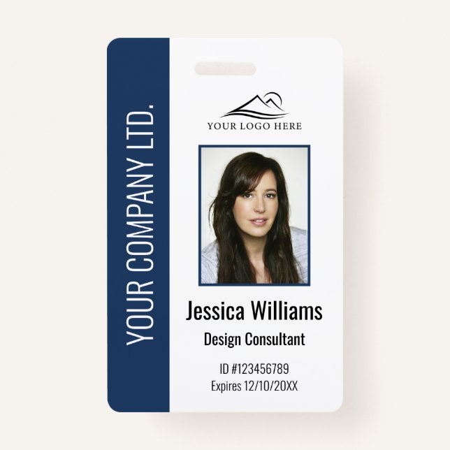 Badge ID bleu employé d'entreprise personnalisé (Devant)