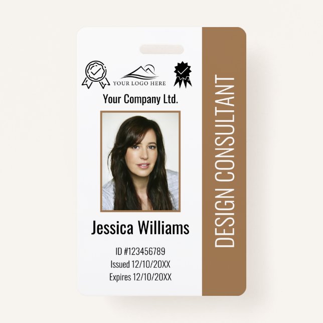 Badge ID Brown d'employé d'entreprise personnalisé moder (Devant)