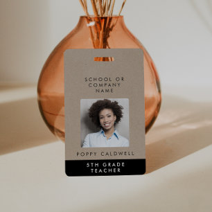 Badge ID chic faux kraft photo pour petite entrepr