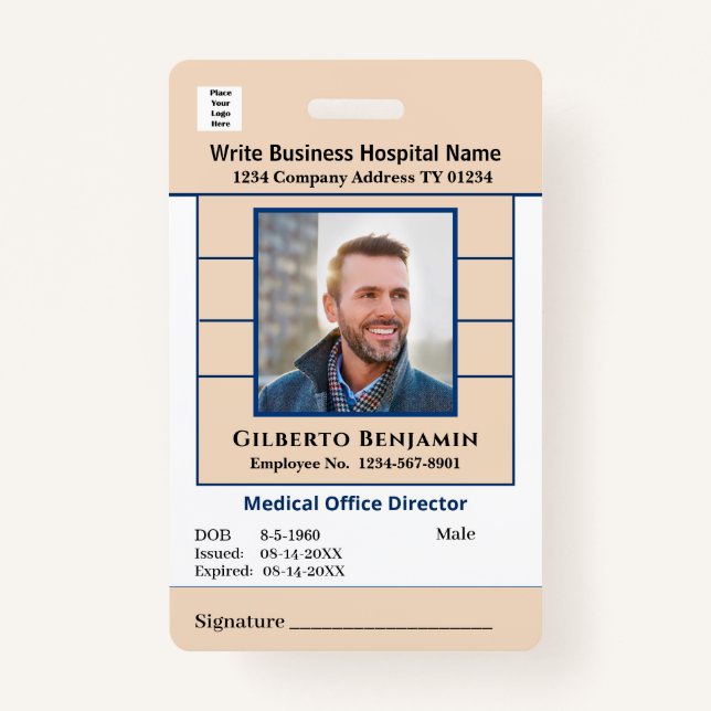 Badge ID Code barre d'identification Employé Personnalis (Devant)