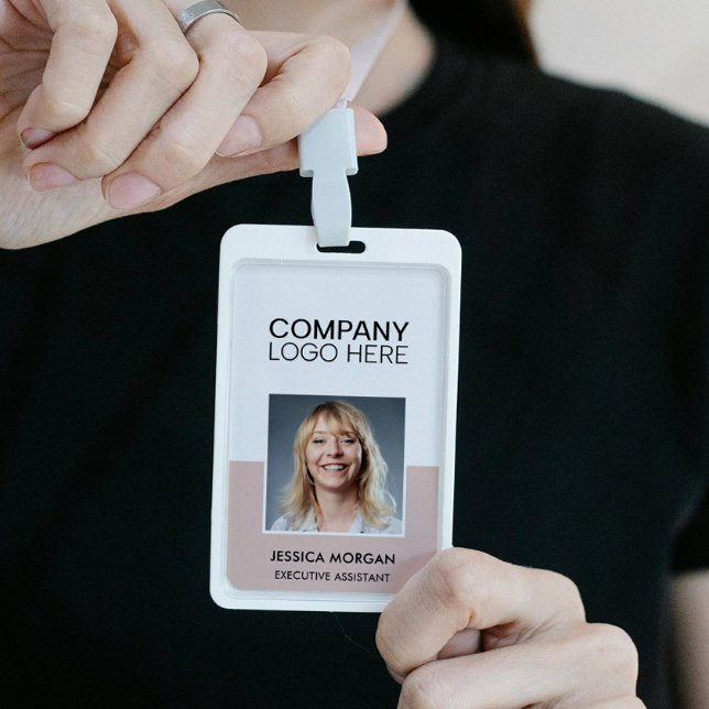 BADGE ID CORPORATE LOGO EMPLOYEE PHOTO BLUSH PINK (Créateur téléchargé)