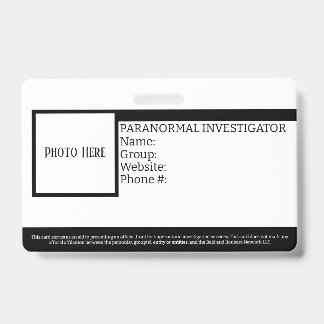 Badge ID de chercheur paranormal personnalisable