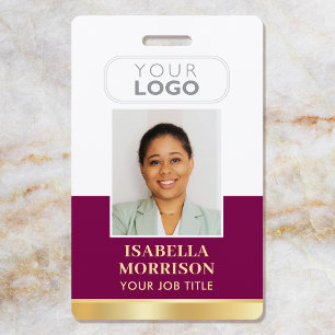 Badge ID de l'employé Nom Logo de l'entreprise Plum Gold