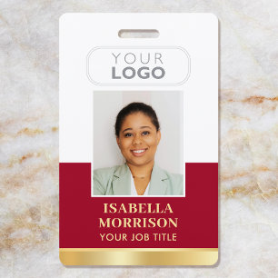 Badge ID de l'employé Nom Logo de l'entreprise Rouge Or 