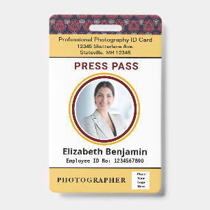 Badge ID de l'employé Nom Photo personnalisée Logo Code
