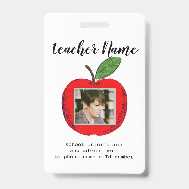 Badge ID de l'enseignant ID de l'école (Face)