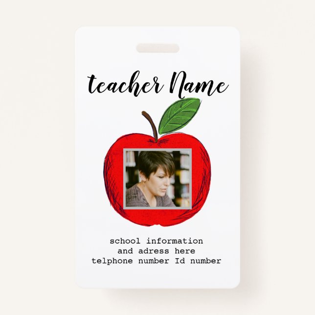 Badge ID de l'enseignant ID de l'école (Devant)