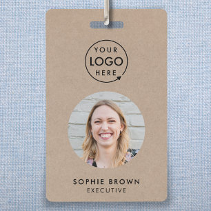 Badge ID de l'entreprise Rustic Kraft   QR code employé 