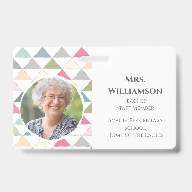 Badge ID de personnel coloré pour enseignant moderne (Avant)