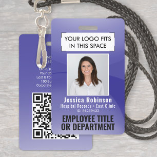 Badge ID de photo d'employé Code QR à barres Votre logo 