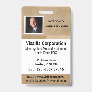 Badge ID de salarié Beige et Blanc Vertical