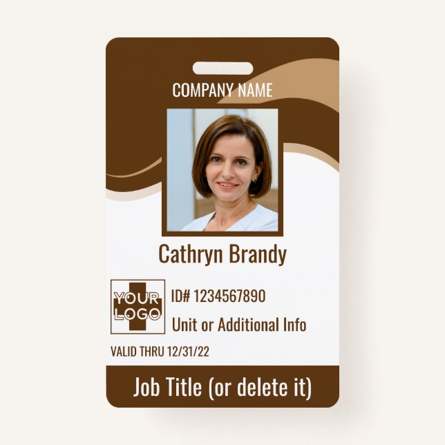 Badge ID de sécurité employé personnalisé Brown, logo, c (Devant)