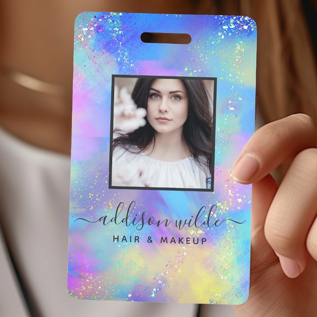Badge ID d'entreprise Holographique Sparkle Opal Iridesc (Créateur téléchargé)