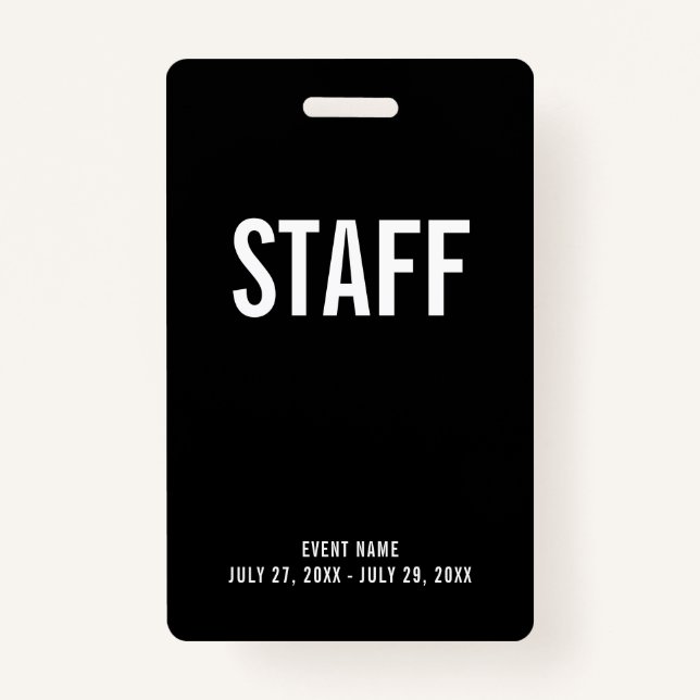 Badge ID d'événement de carte d'accès du personnel (Devant)