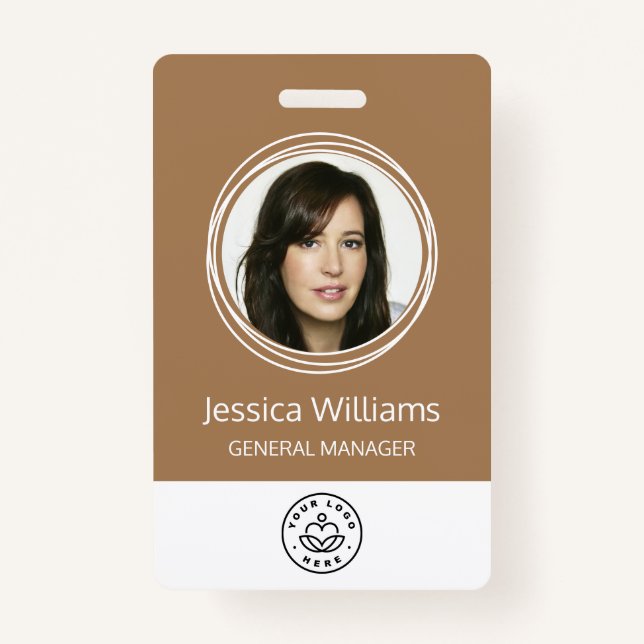 Badge ID employé d'entreprise personnalisé Brown (Devant)