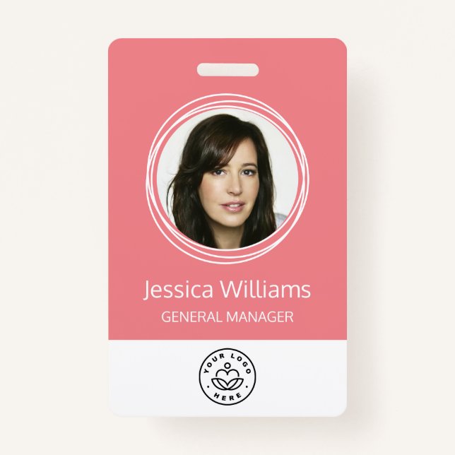 Badge ID employé d'entreprise personnalisé rose (Devant)