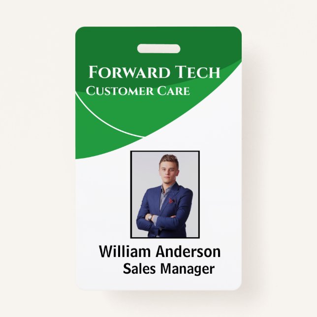 Badge ID employé Éclosions vertes modernes (Devant)