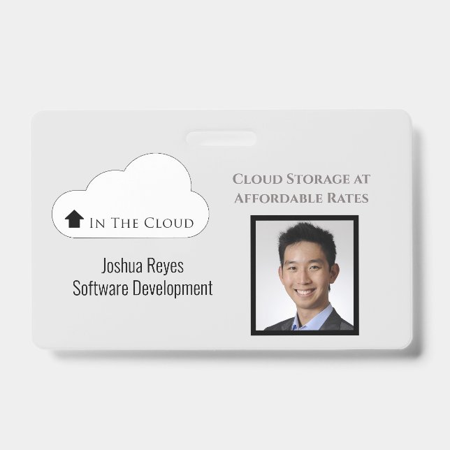 Badge ID employé gris clair et noir horizontal (Avant)