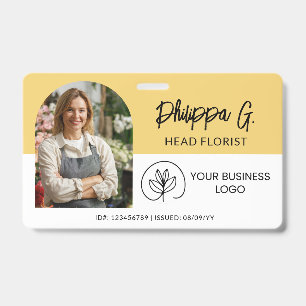 Badge ID employé Jaune clair avec photo et logo