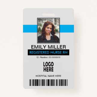 Badge ID employé Médicale, logo modèle photo bleu