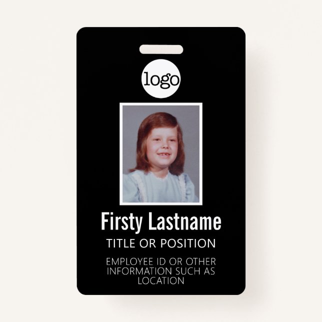 Badge ID employé personnalisé - Photo, Code barre, Logo, (Devant)