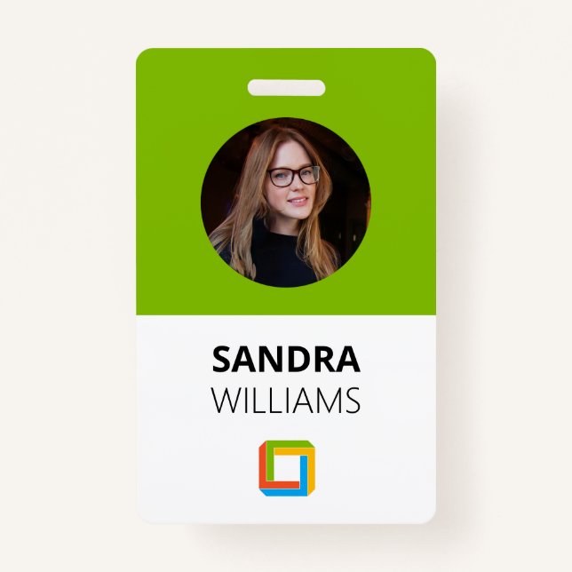 Badge ID employé personnalisé vert de l'entreprise (Devant)